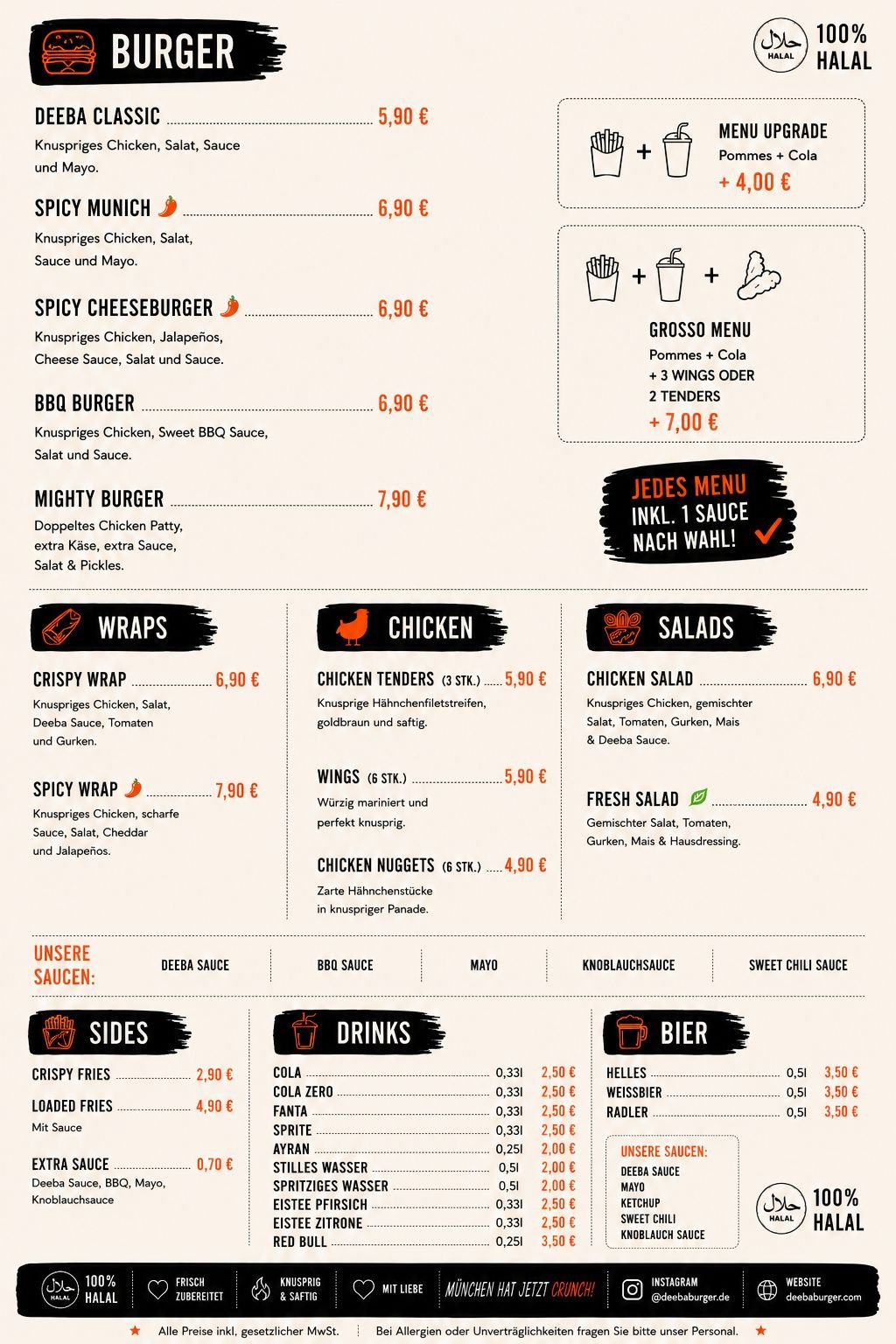 Deeba Burger Menu